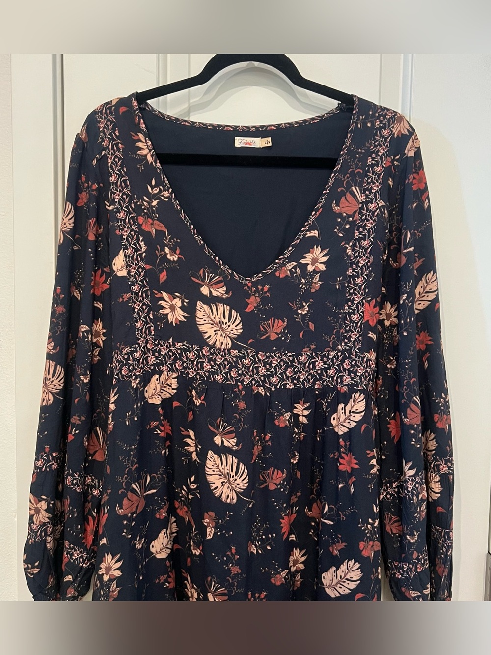 Faherty Boho Maxi Dress‎ belted floral bohemian Large floral Cottagecore Peasant - Picture 2 of 10